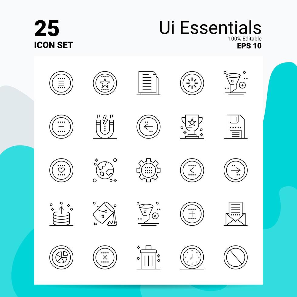 25 Ui Essentials Icon Set 100 Editable EPS 10 Files Business Logo Concept Ideas Line icon design vector