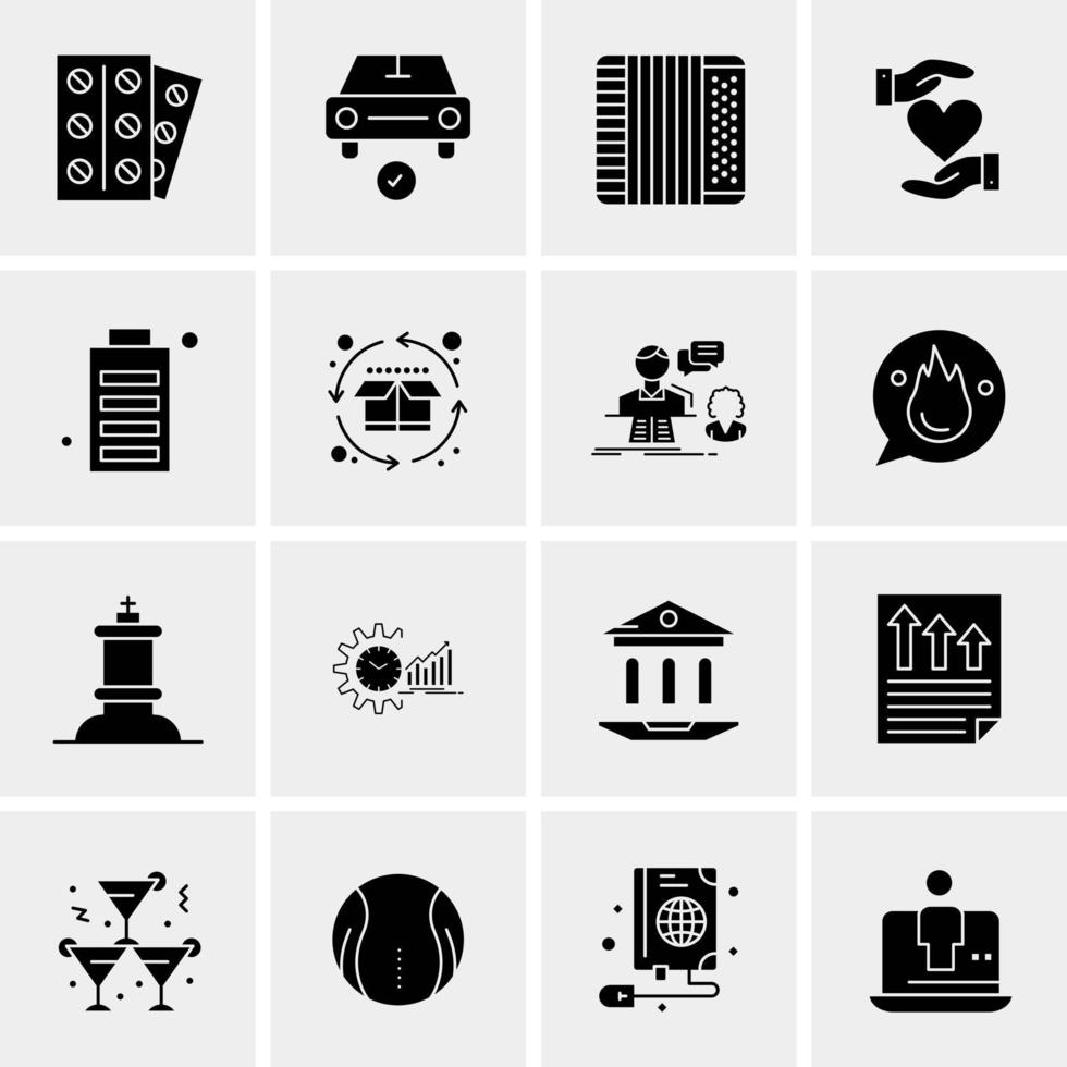 16 iconos de negocios universales vector ilustración de icono creativo para usar en proyectos relacionados con la web y dispositivos móviles