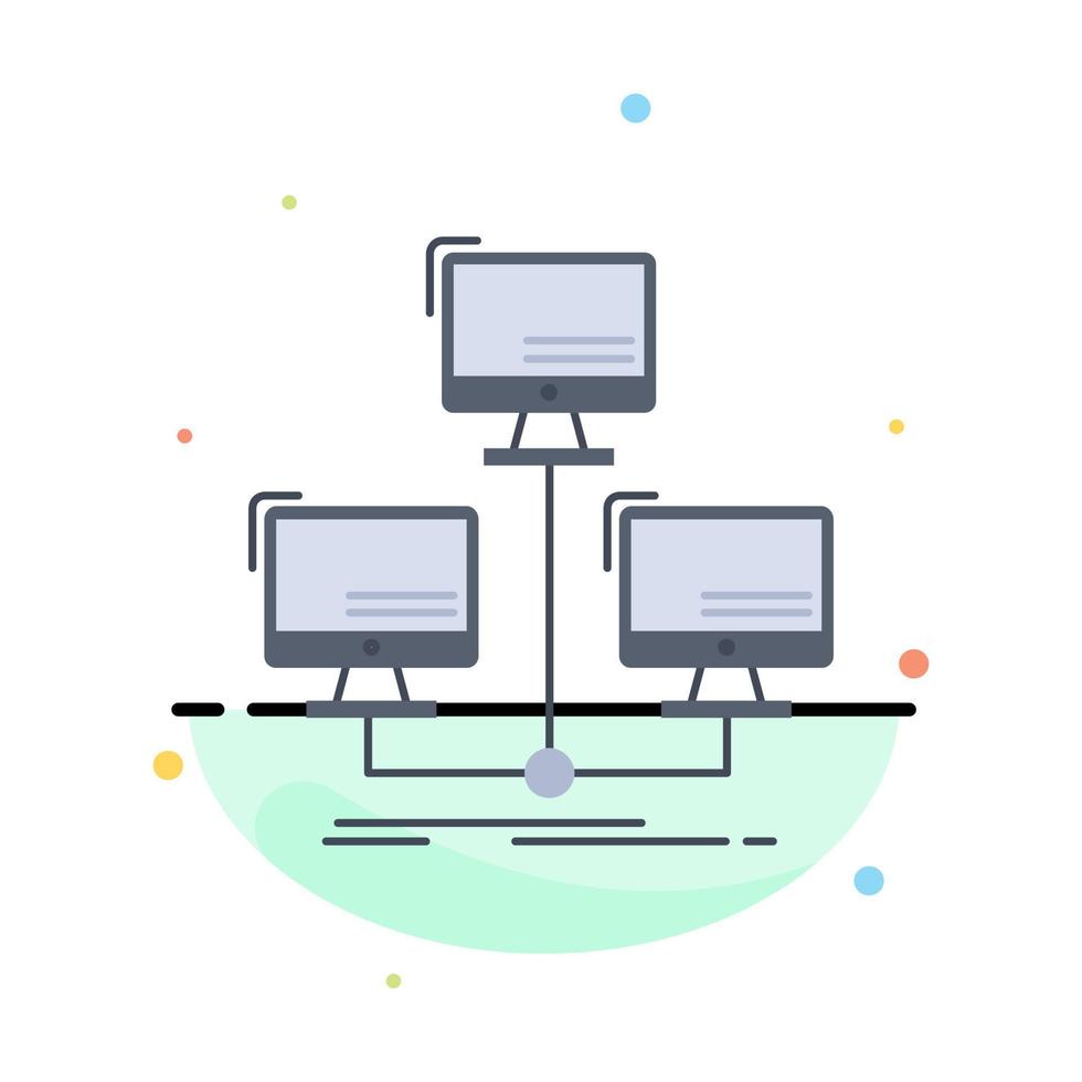database distributed connection network computer Flat Color Icon Vector