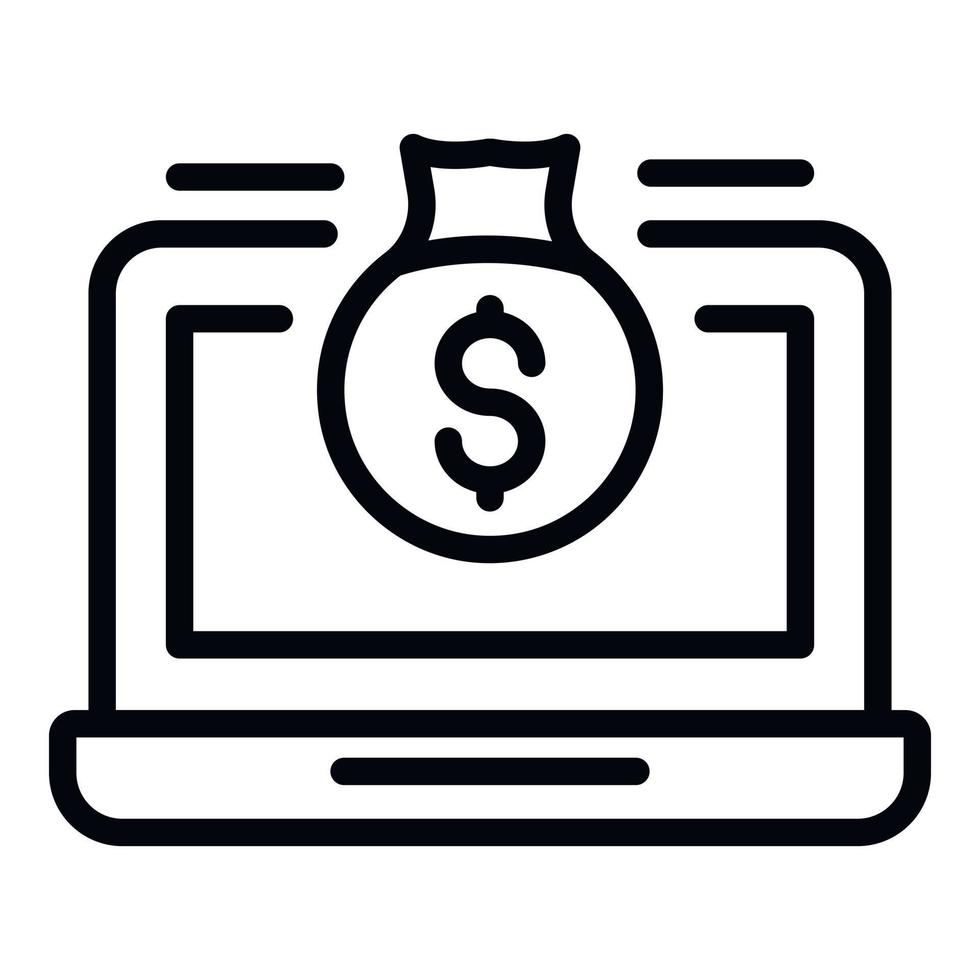 icono de dinero en línea, estilo de contorno vector