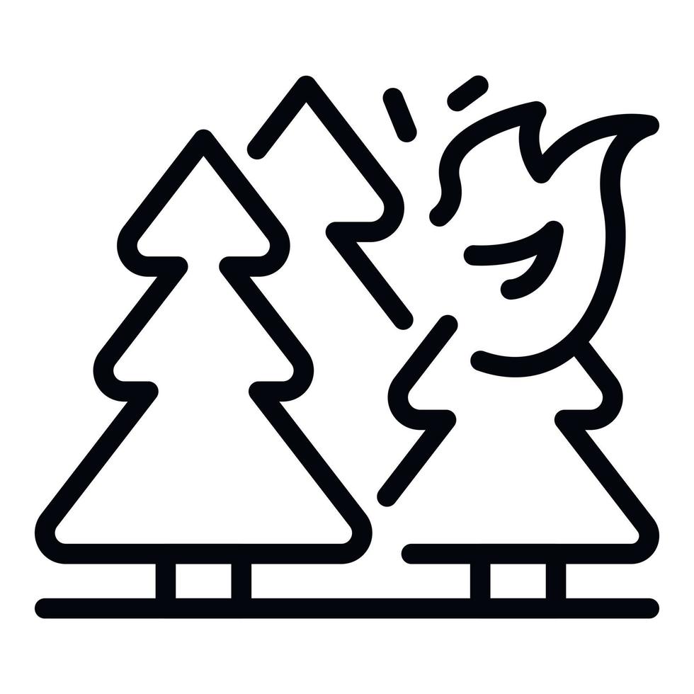 Mountain forest wildfire icon, outline style vector