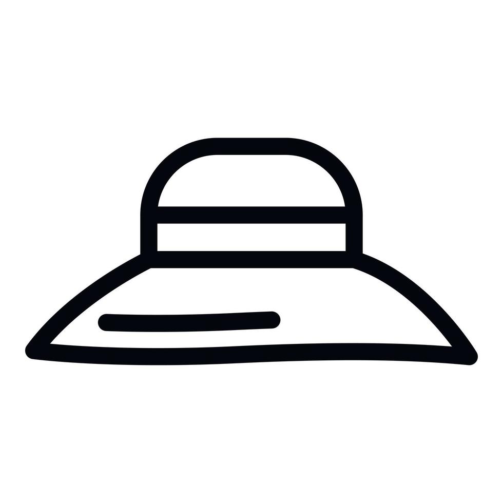 icono de sombrero de playa de mujer, estilo de esquema vector