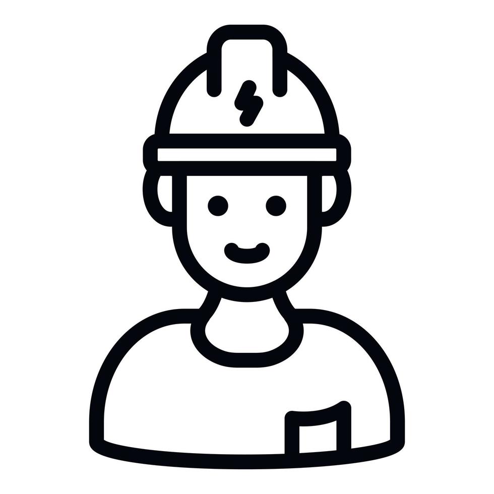 Electrician in helmet icon, outline style vector
