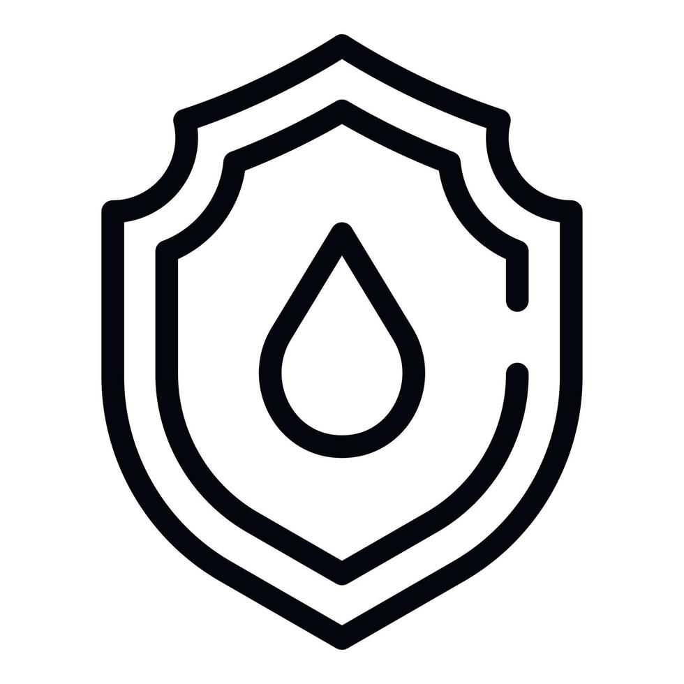 Water drop shield icon, outline style vector