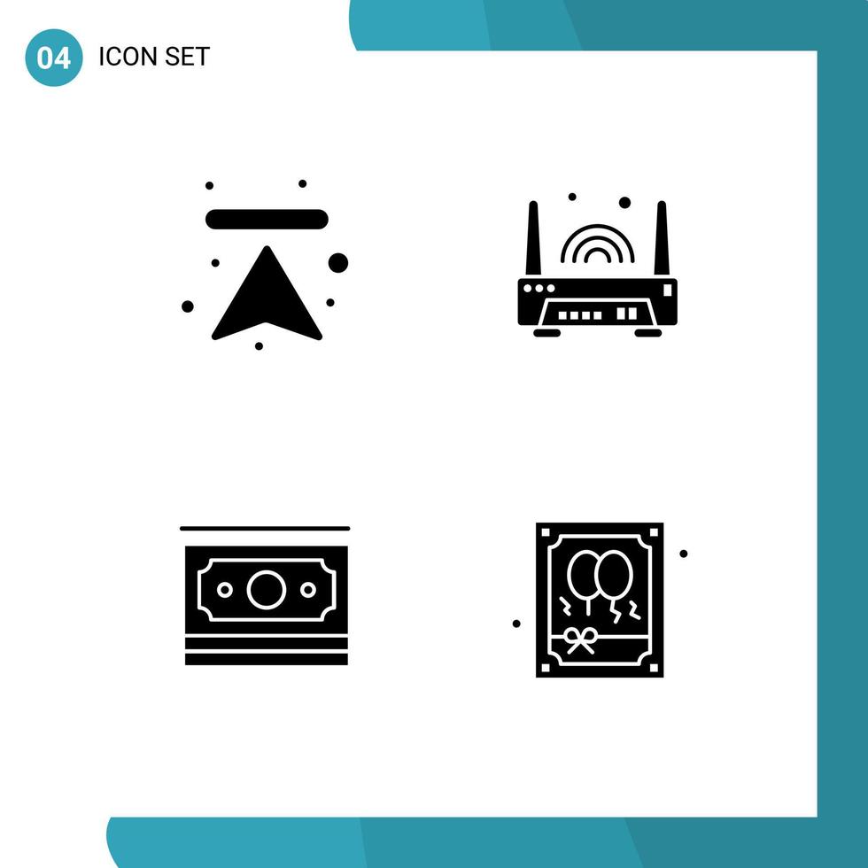 4 Solid Glyph concept for Websites Mobile and Apps arrow dollar upload router motivation Editable Vector Design Elements