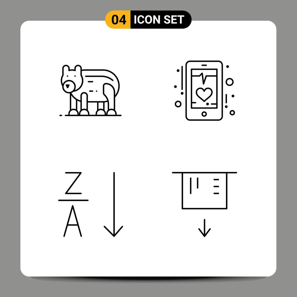 User Interface Pack of 4 Basic Filledline Flat Colors of animal alphabetical canada heart sort Editable Vector Design Elements