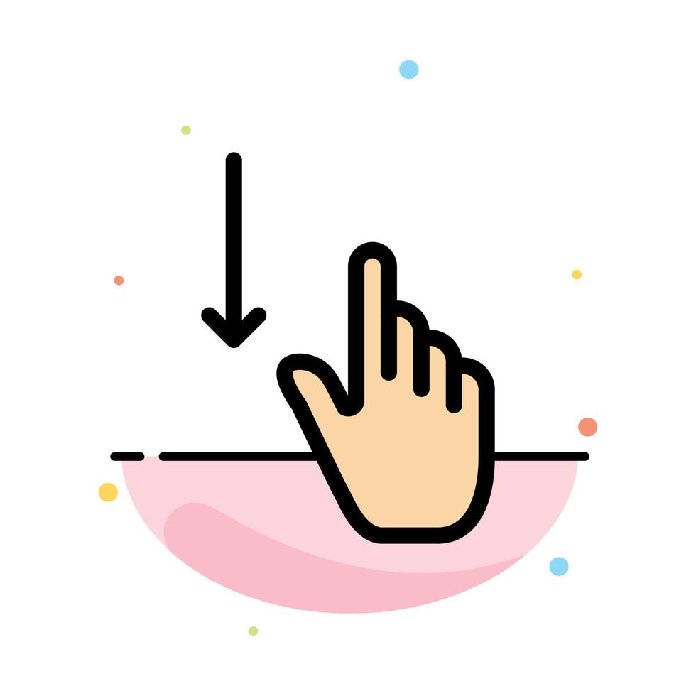 Down Finger Gesture Gestures Hand Abstract Flat Color Icon Template vector