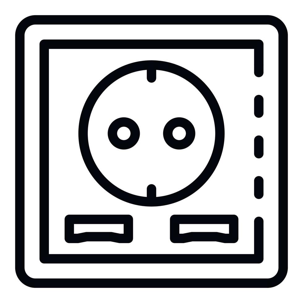 Electric socket on, outline style vector