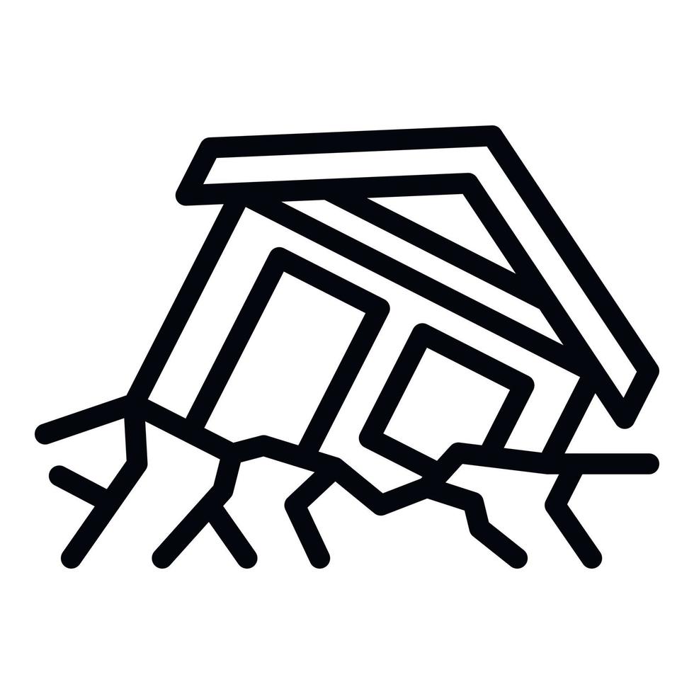 Warning landslide house icon, outline style vector