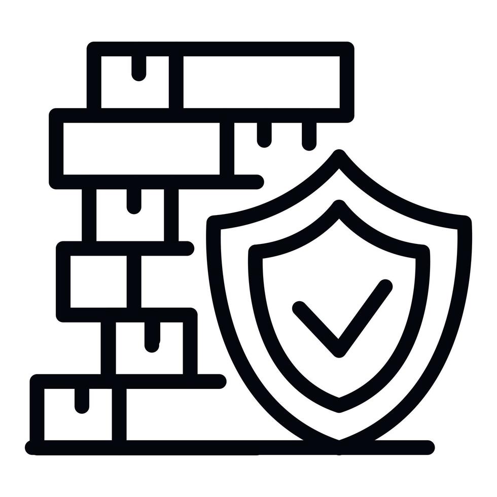 Brick wall protection icon, outline style vector