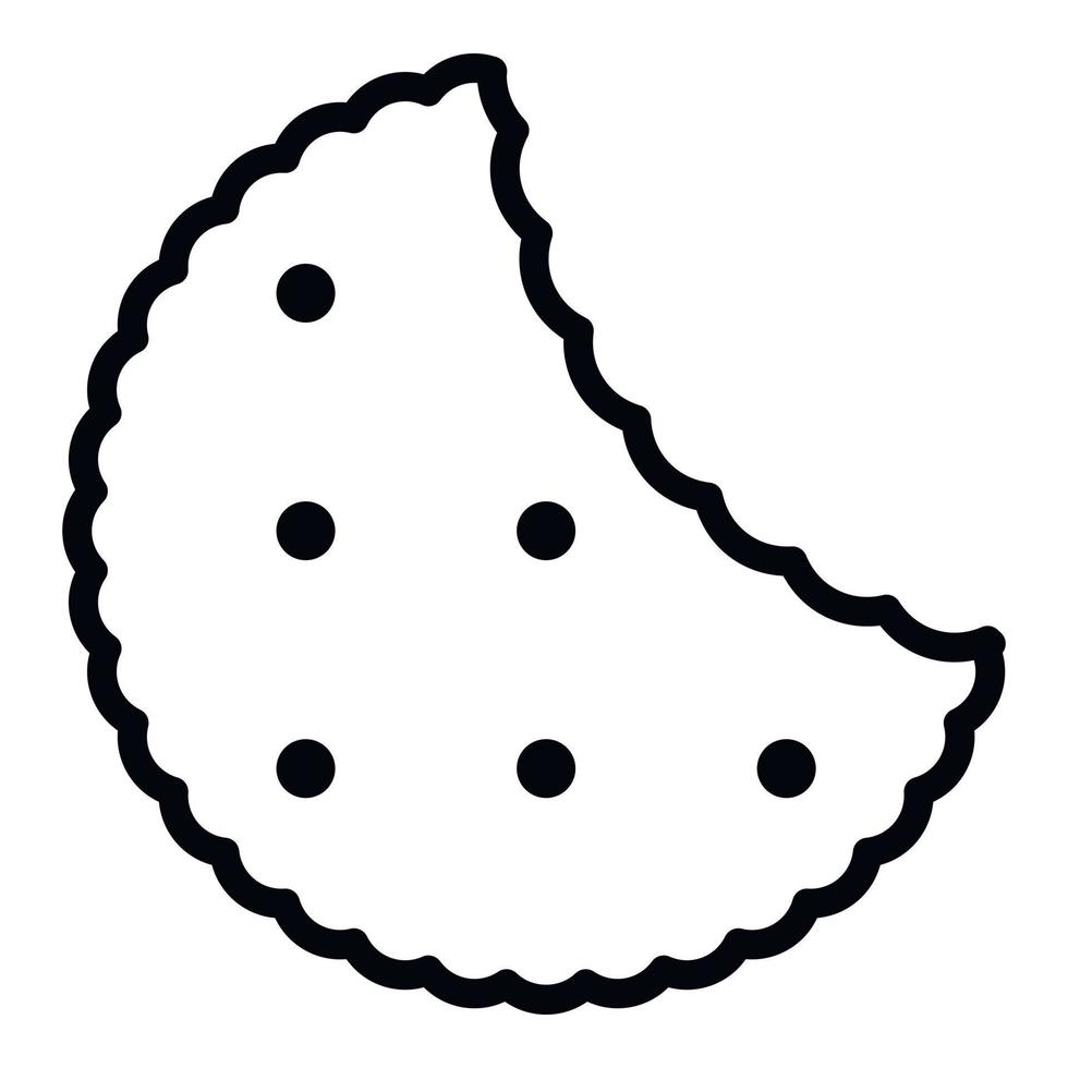 Bitten cookie icon, outline style vector