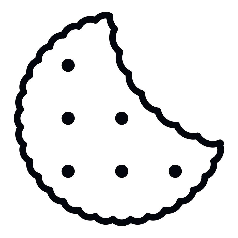 icono de galleta mordida, estilo de esquema vector