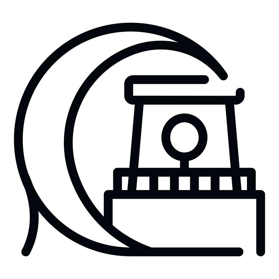 Tsunami on lighthouse icon, outline style vector