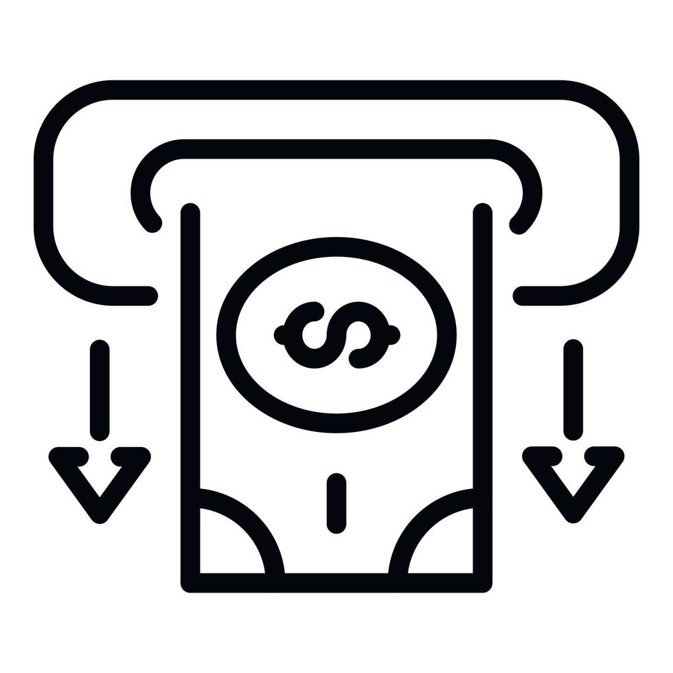 Cash atm out icon, outline style vector