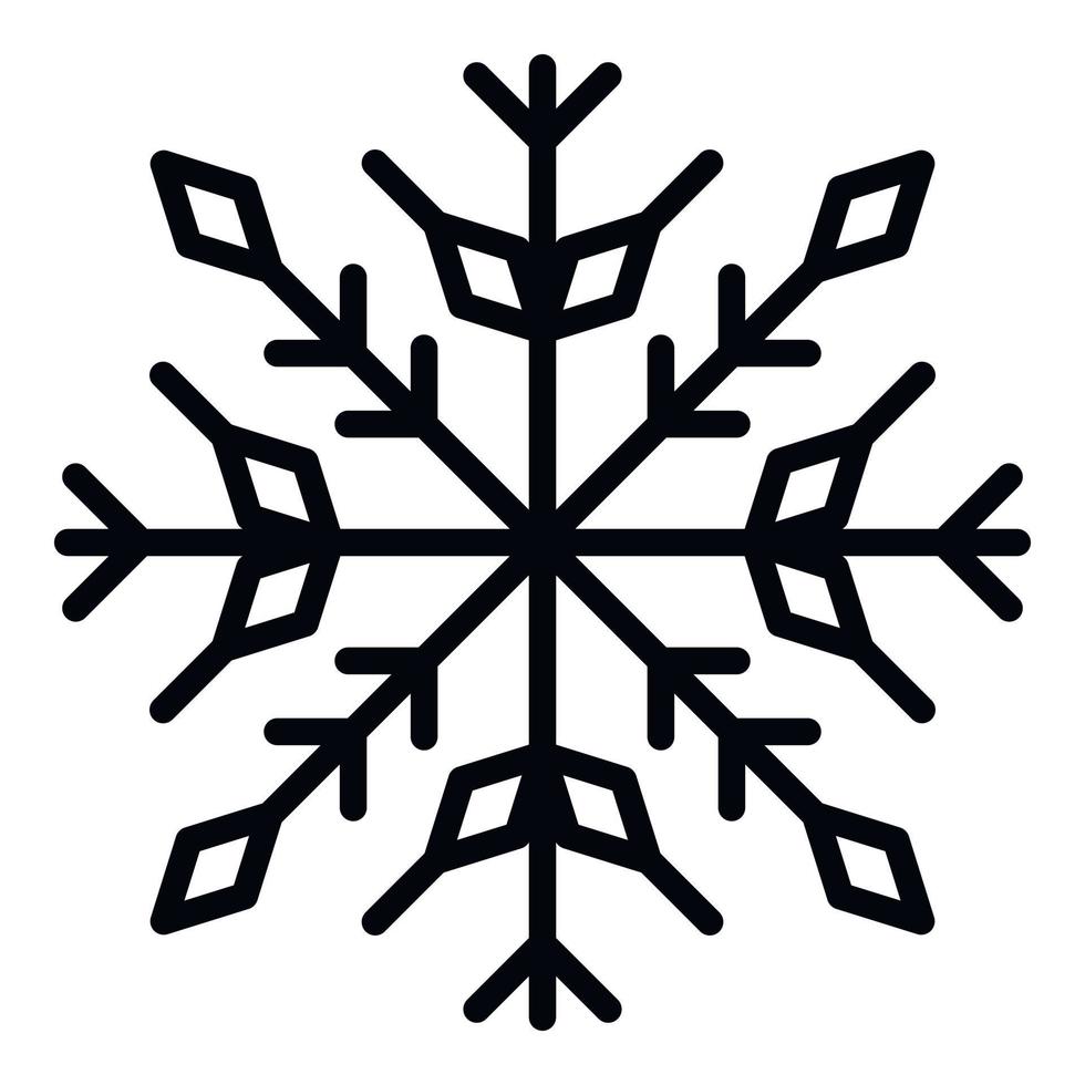 Christmas snowflake icon, outline style vector