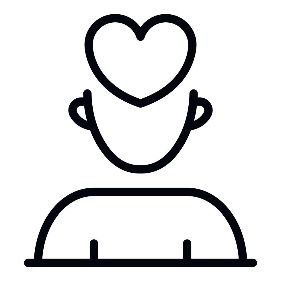 Heart in head icon, outline style vector