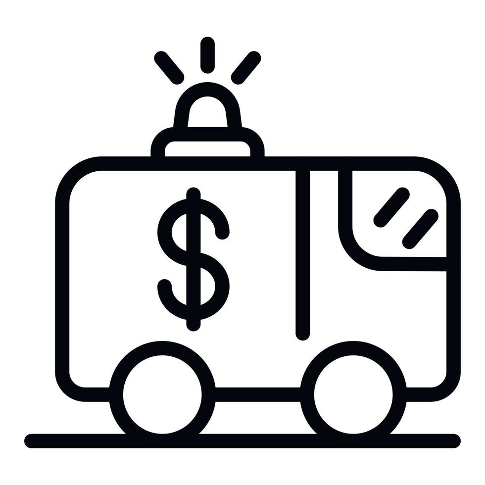 Cash money truck icon, outline style vector