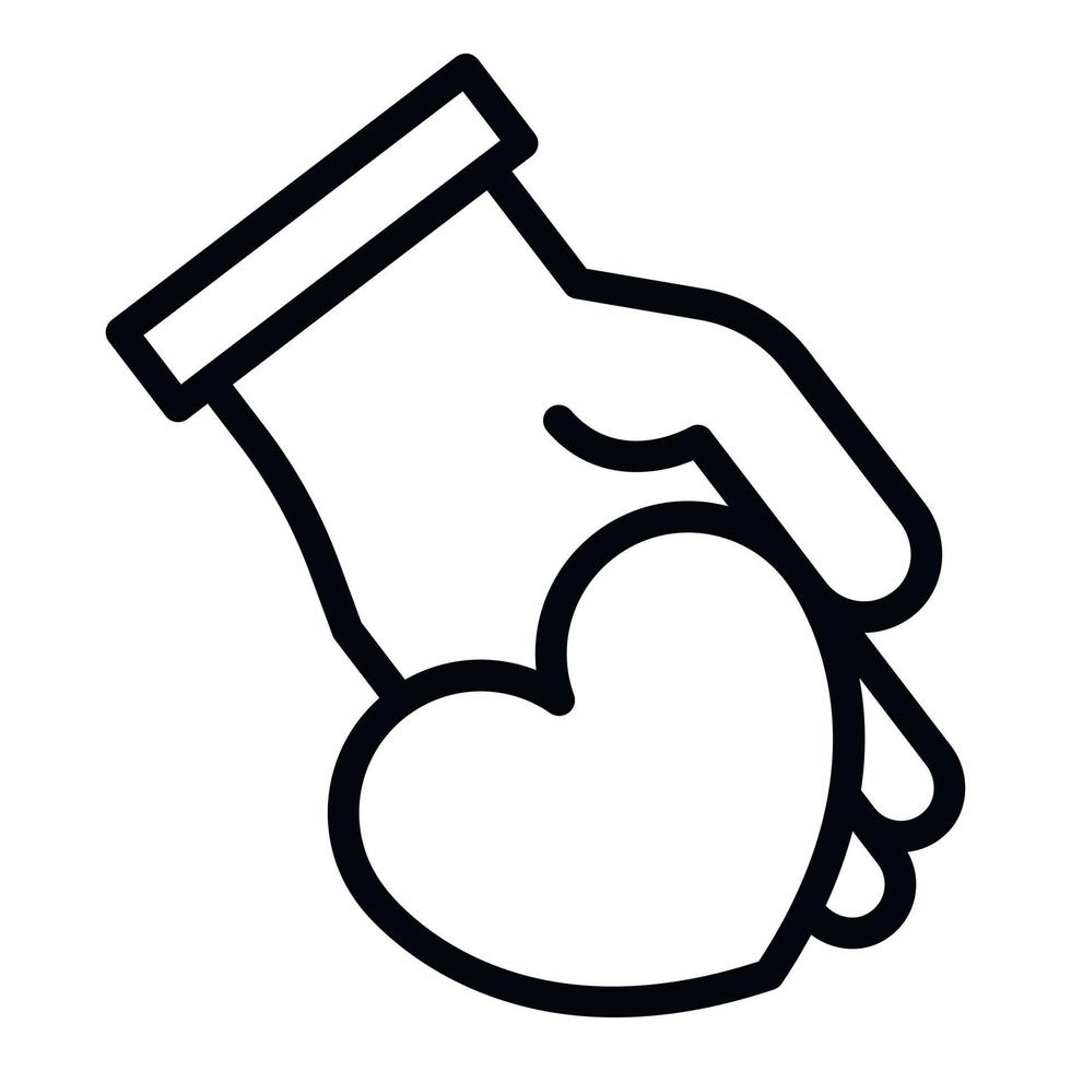 Hand keep heart icon, outline style vector