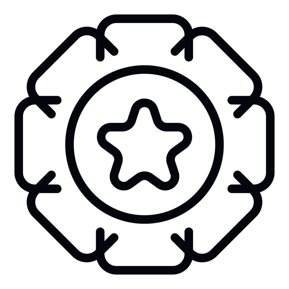 icono de emblema de estrella, estilo de esquema vector