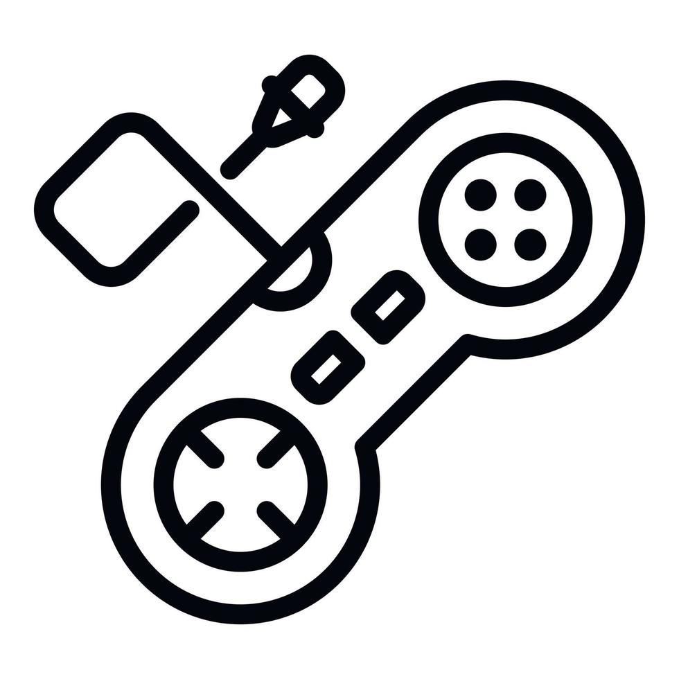 Wired joystick icon, outline style vector
