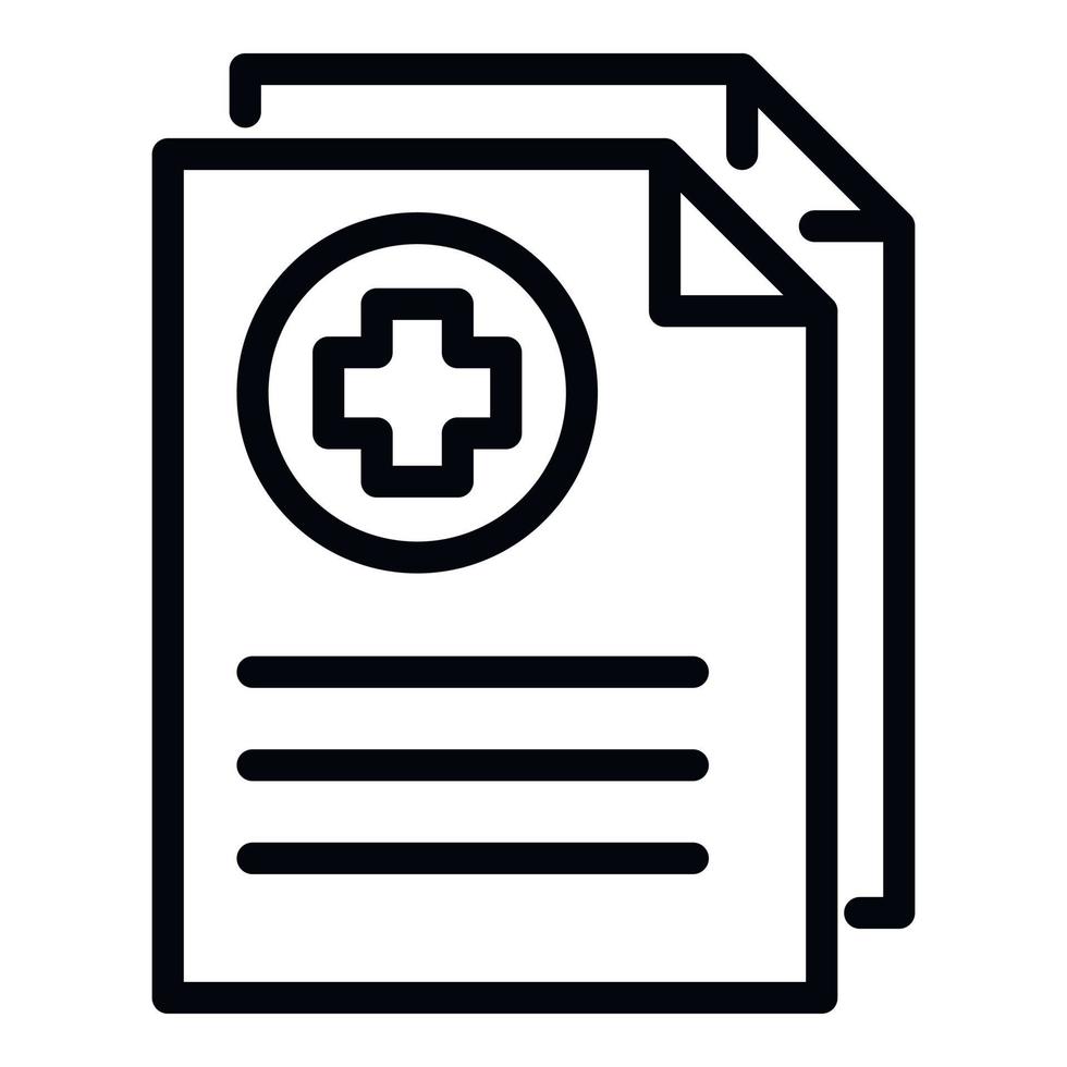 icono de documentos médicos, estilo de contorno vector