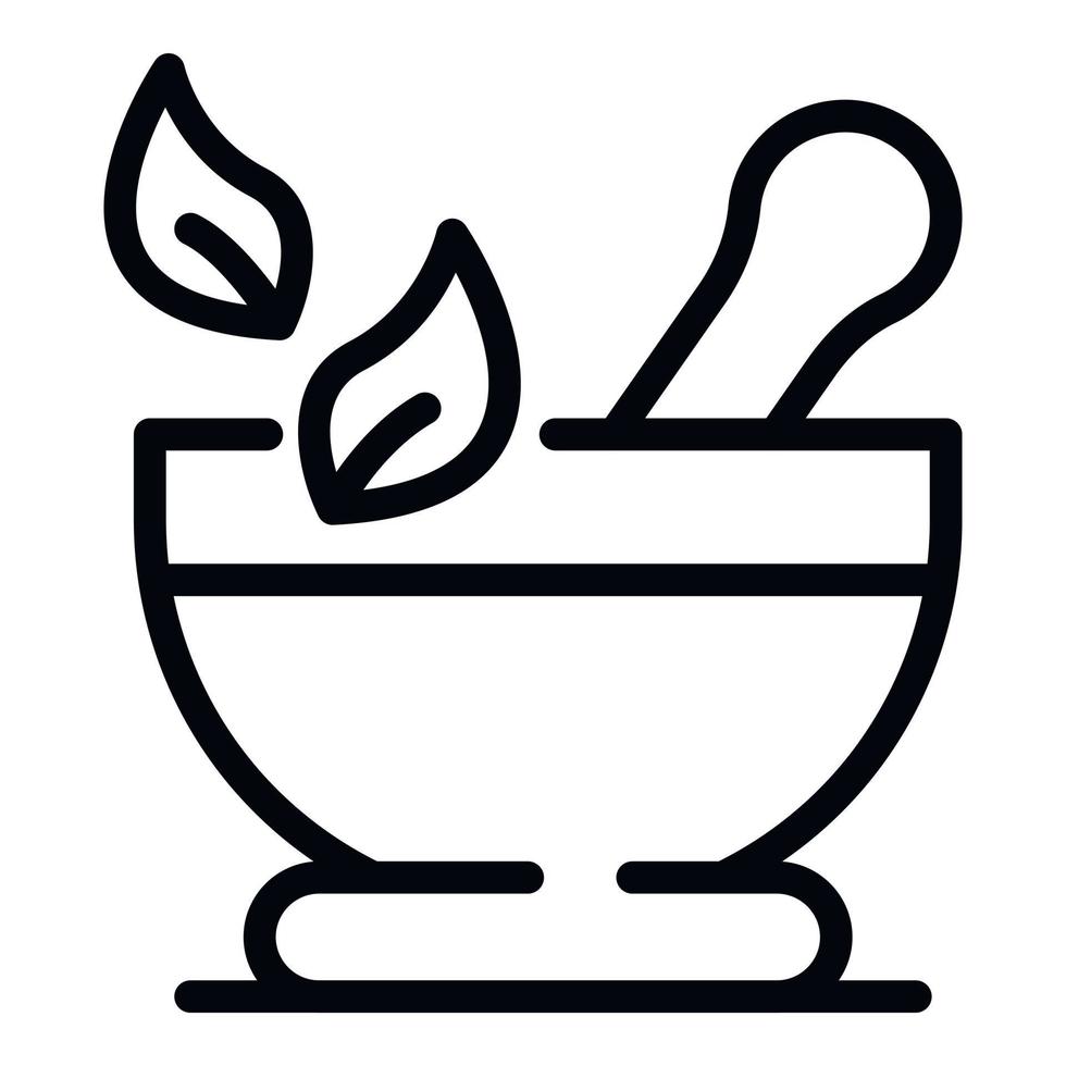 Bowl for grinding herbs icon, outline style vector