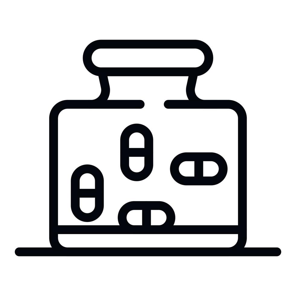 Large bottle with pills icon, outline style vector