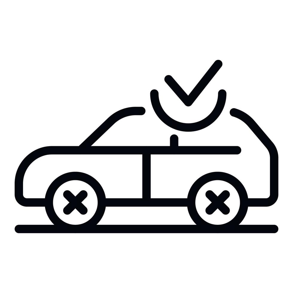 icono de coche y marca de verificación, estilo de esquema vector