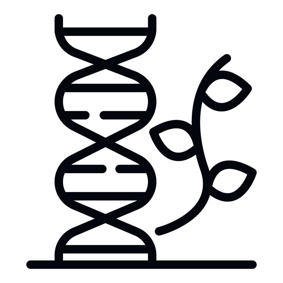 DNA chain and twig icon, outline style vector