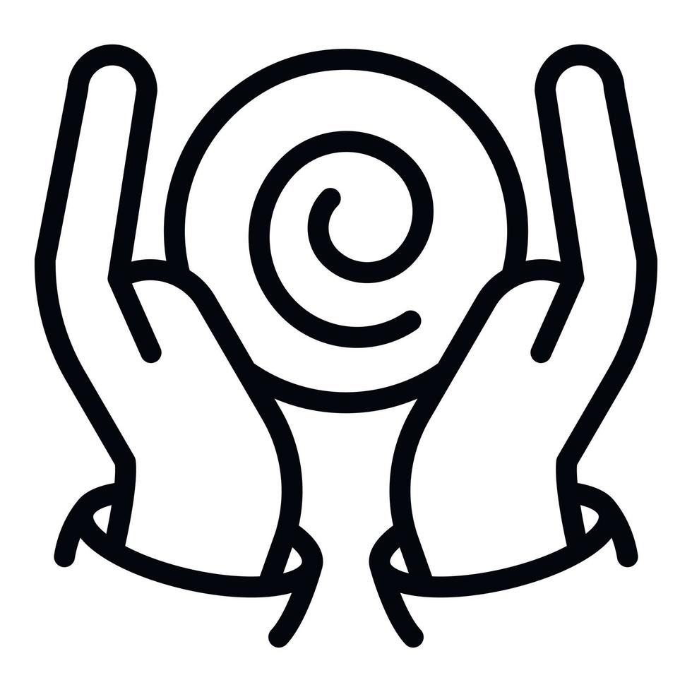 Hands hypnosis icon, outline style vector