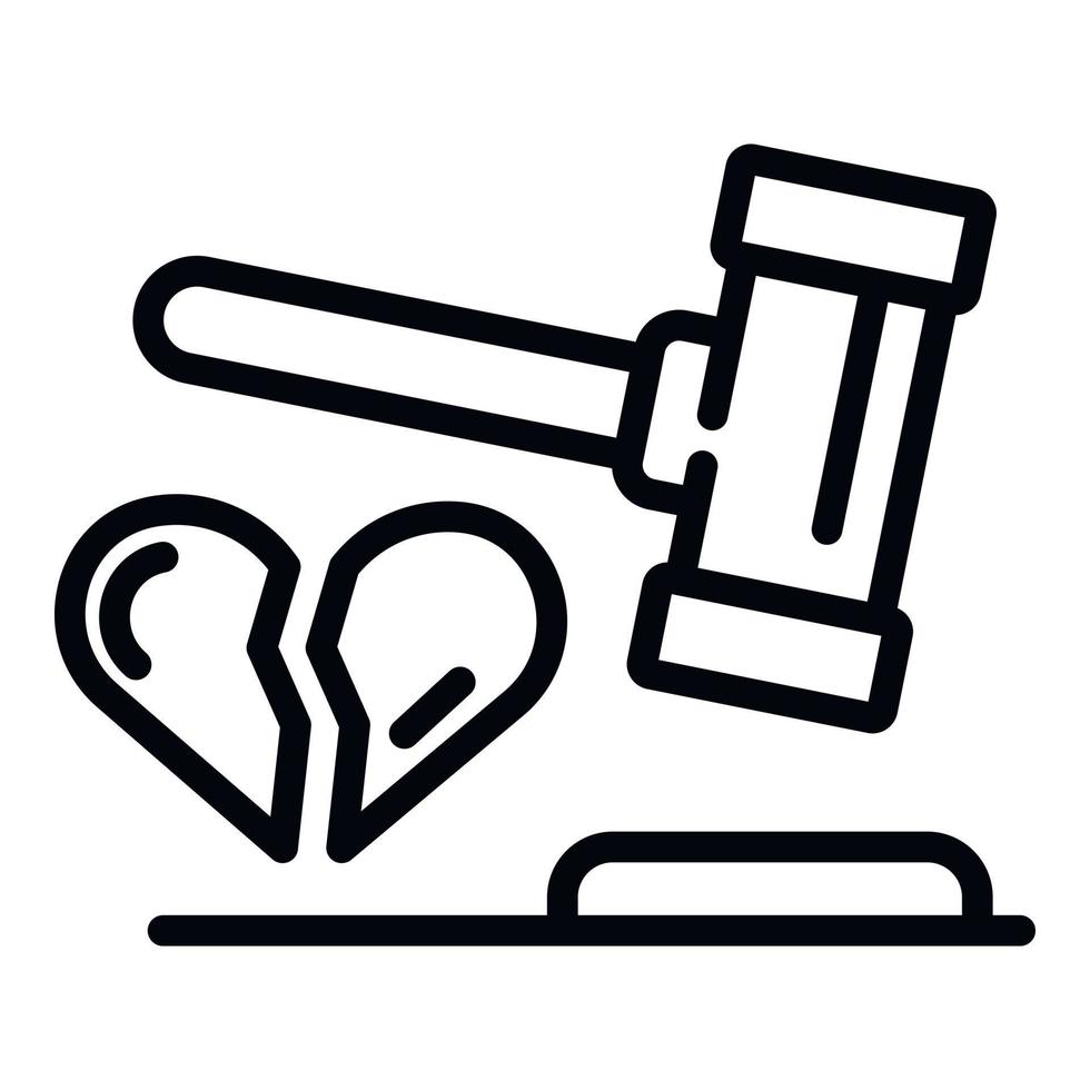 Divorce judge gavel icon, outline style vector