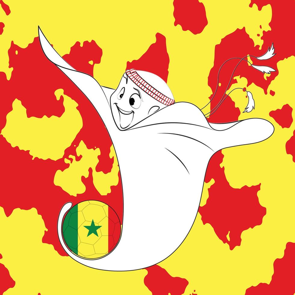 mascota con bandera senegalesa vector