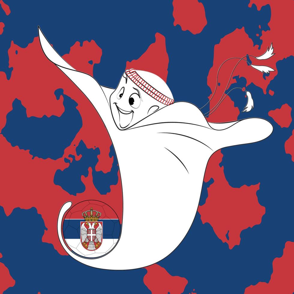 mascota con bandera serbia vector
