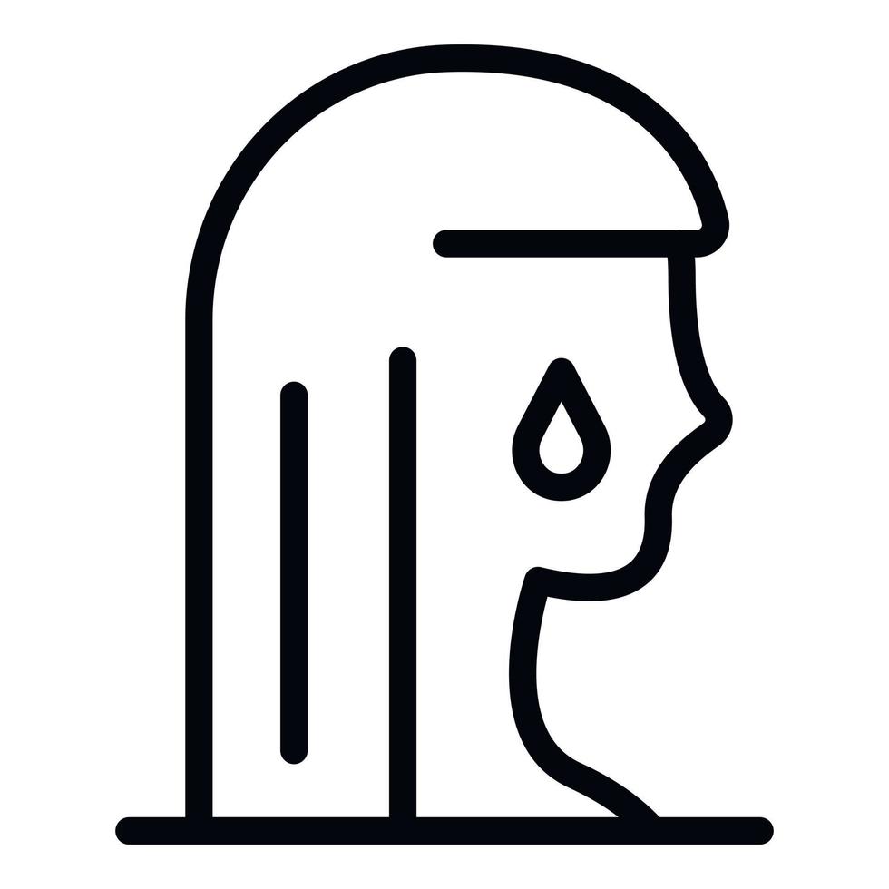 Crying woman icon, outline style vector