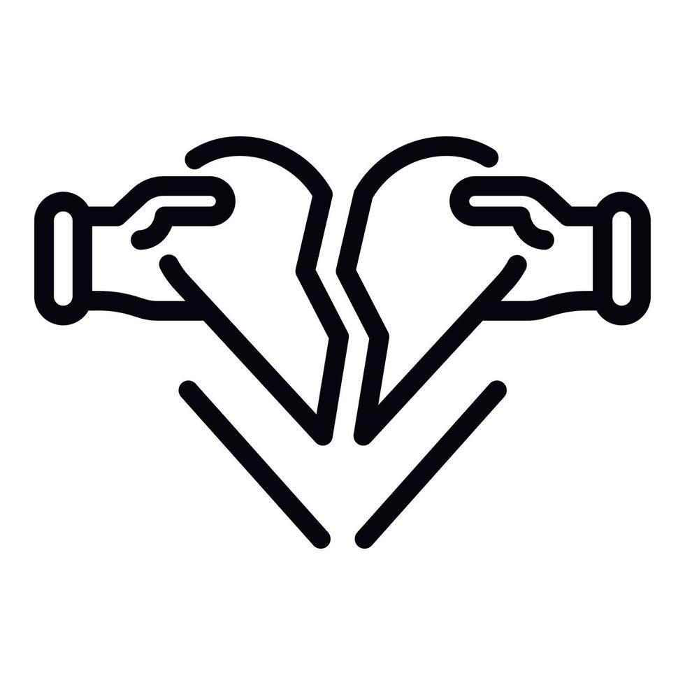 Divorce heartbrake icon, outline style vector