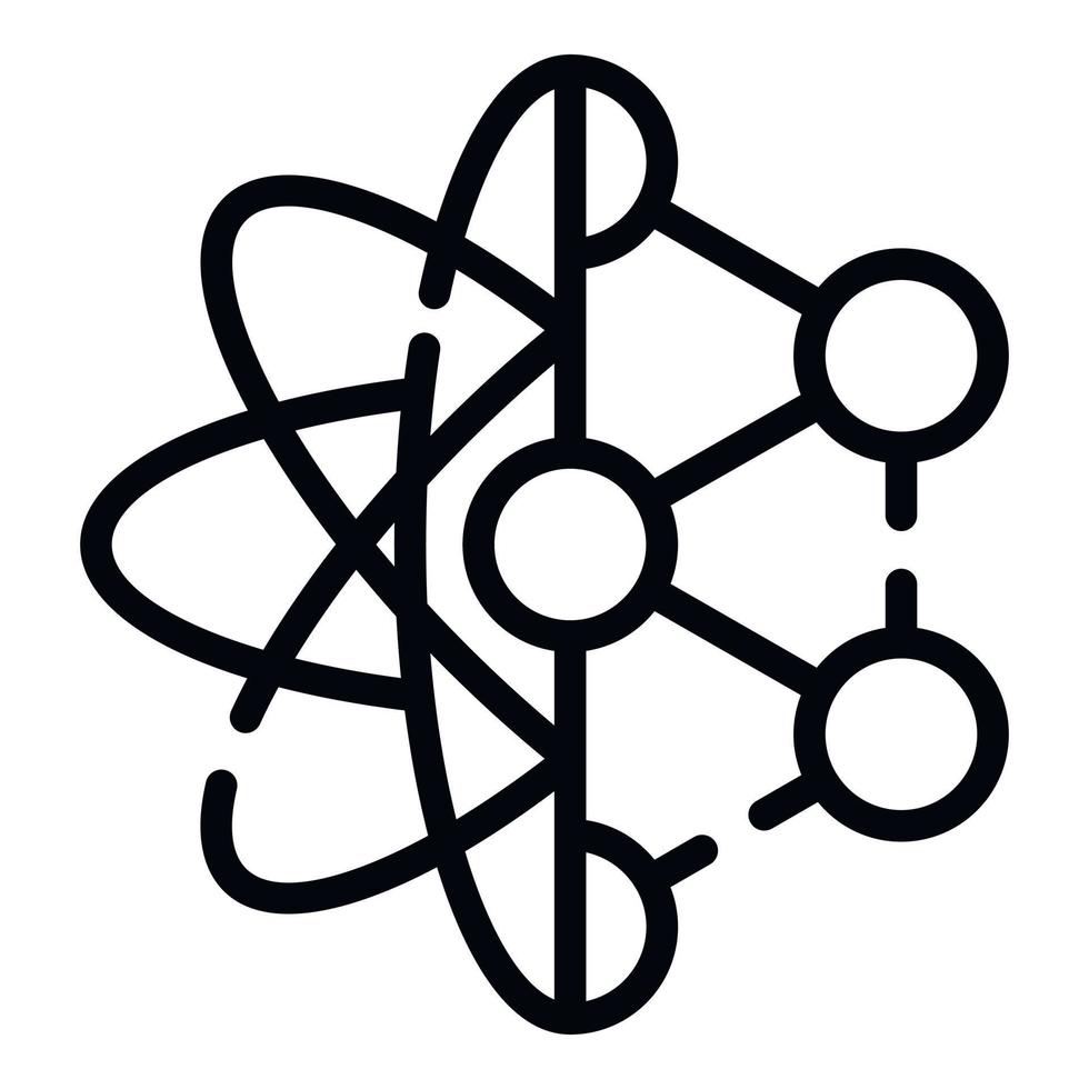 Atom molecule icon, outline style vector