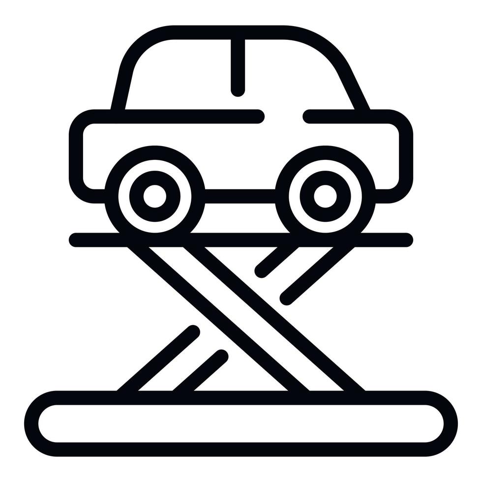 Car on a lift icon, outline style vector