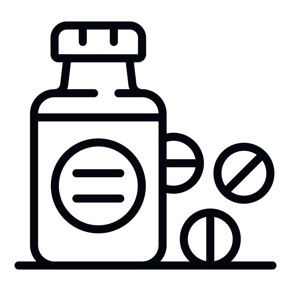 Gynecology pill jar icon, outline style vector
