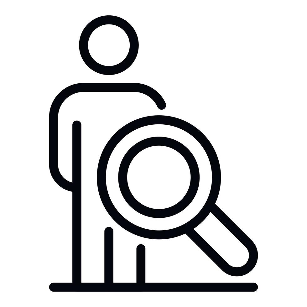 Private clinic search person icon, outline style vector