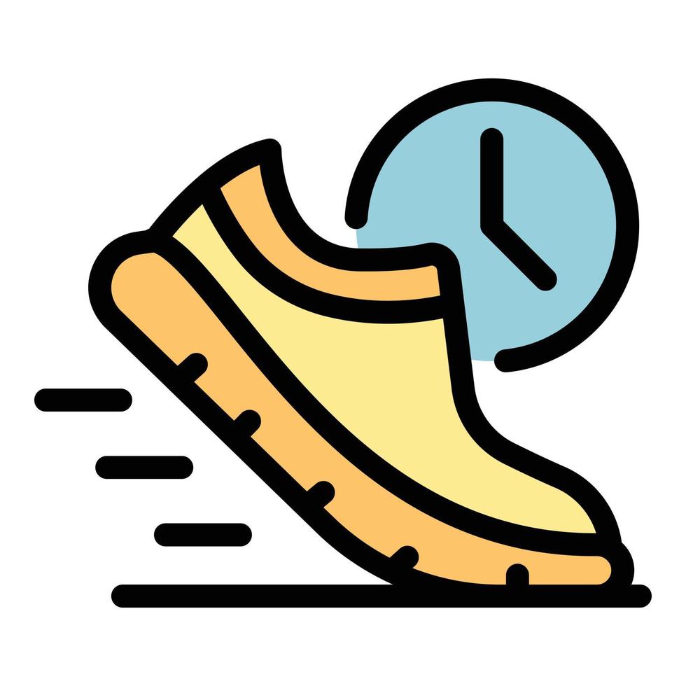 Running foot icon color outline vector