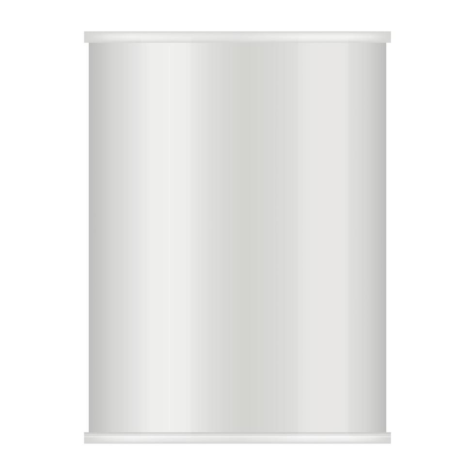 Shiny tin can of food mockup, realistic style vector