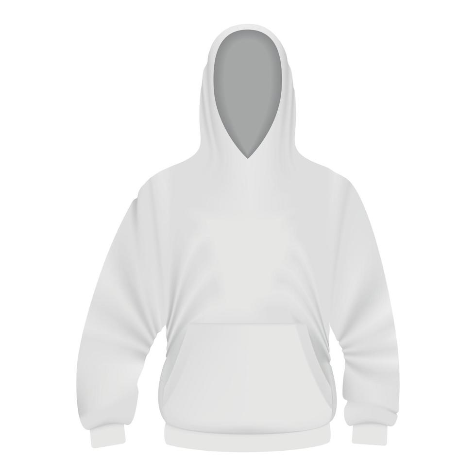 White hoodie mockup, realistic style vector