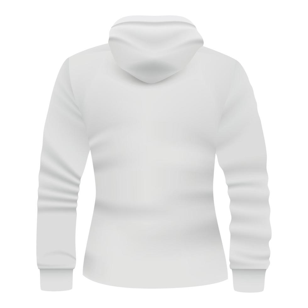 White hoodie back view mockup, realistic style vector
