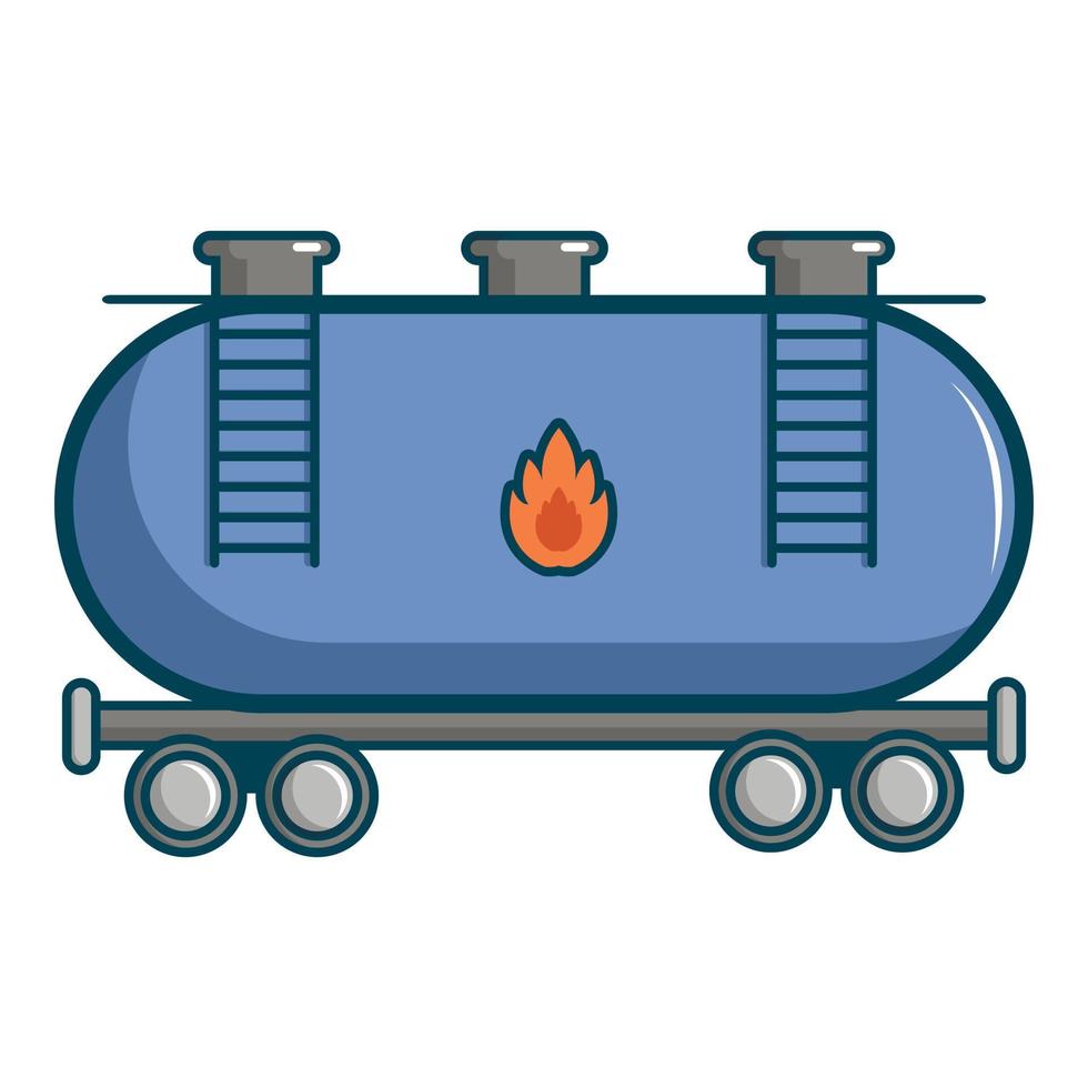 Gasoline railroad tanker icon, cartoon style vector