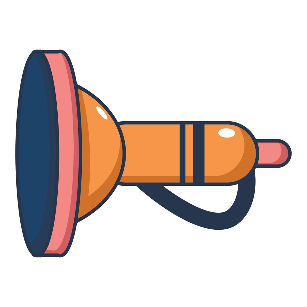 Cute toy trumpet icon, cartoon style vector