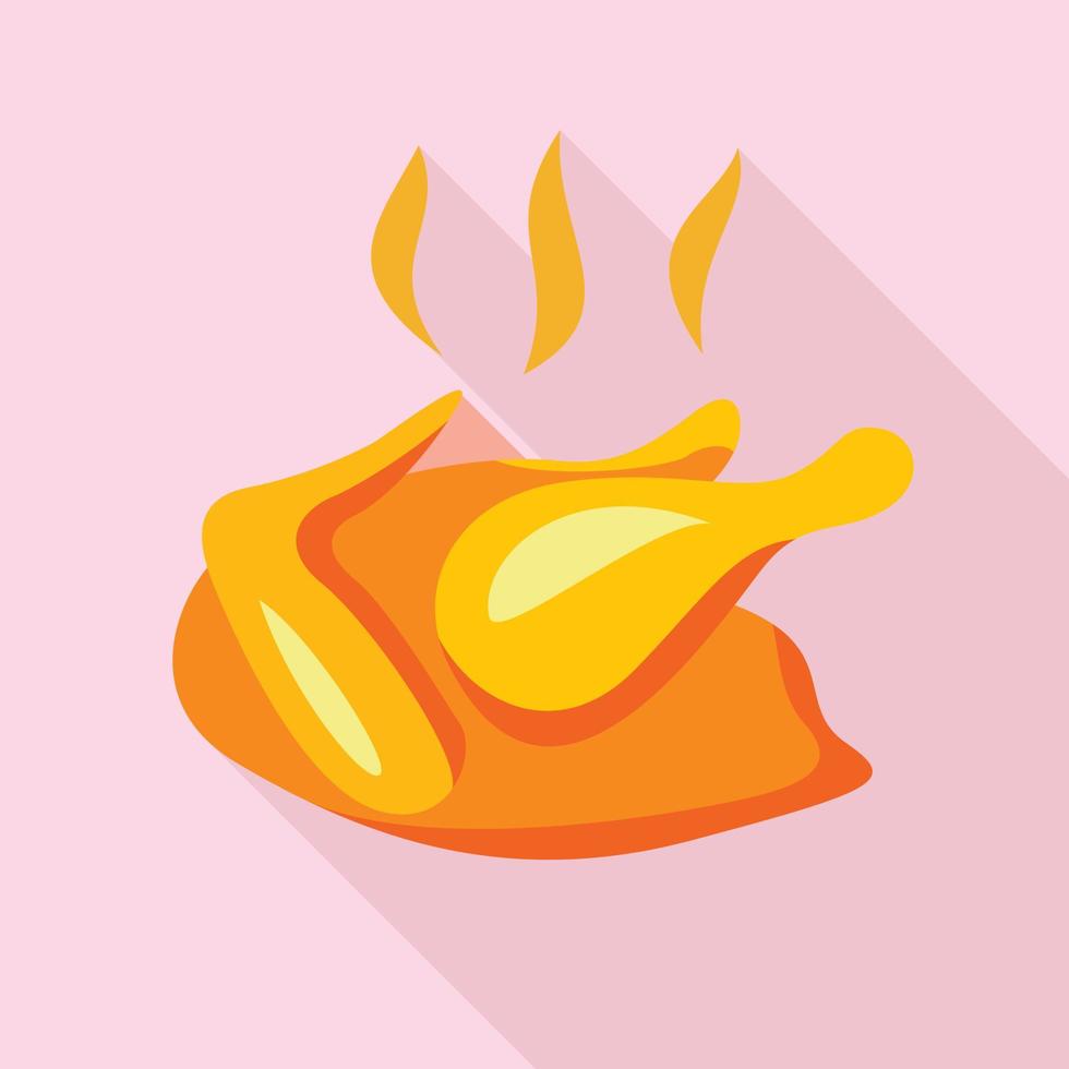 Roast chicken icon, flat style vector