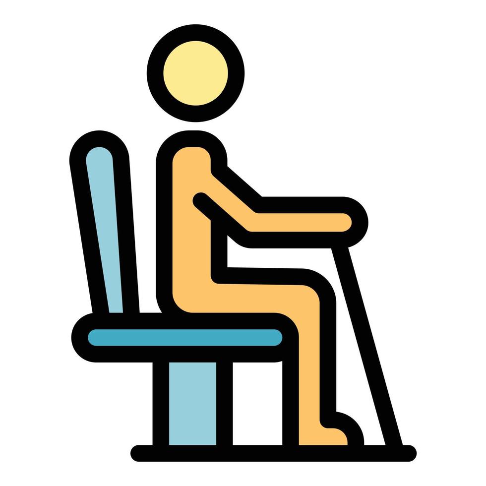 Senior man sit chair icon color outline vector