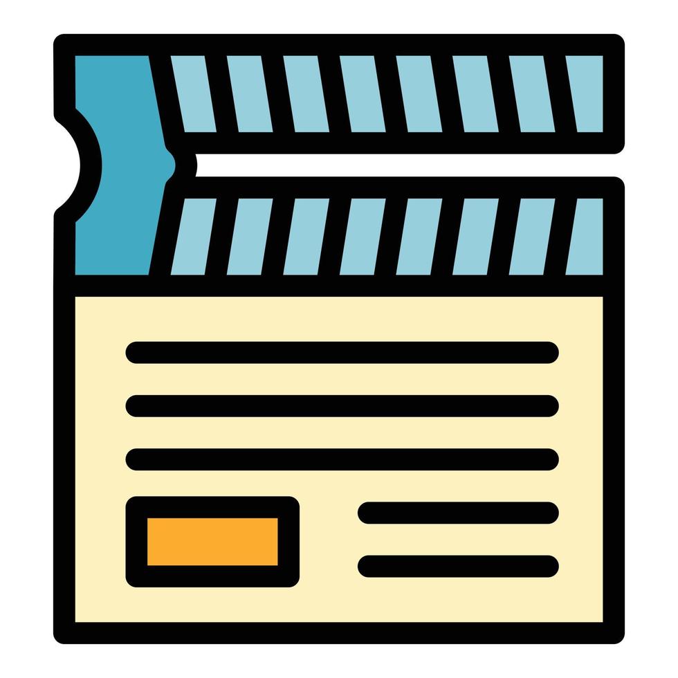 Movie clapper icon color outline vector