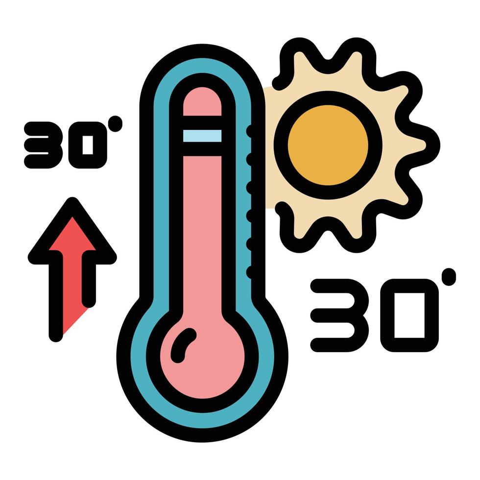 Global warming temperature icon color outline vector