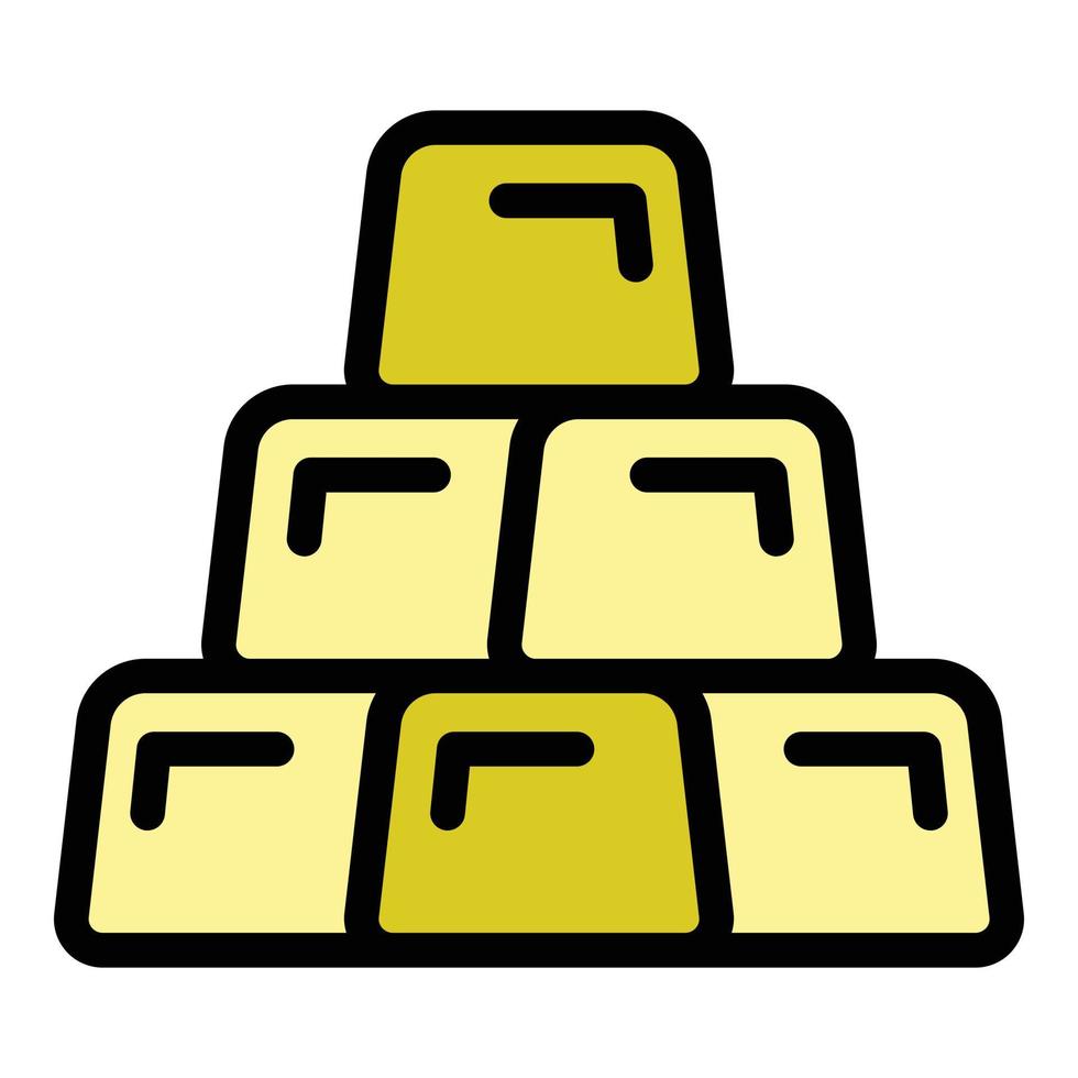 Gold bars icon color outline vector